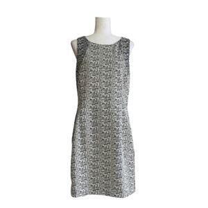 Banana Republic Dress Cream Black Mixed Print Sleeveless A-line Size 12 NEW
